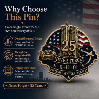 🕯️ 9/11 "New York • Pentagon • Flight 93" 25th Anniversary Remembrance Pin