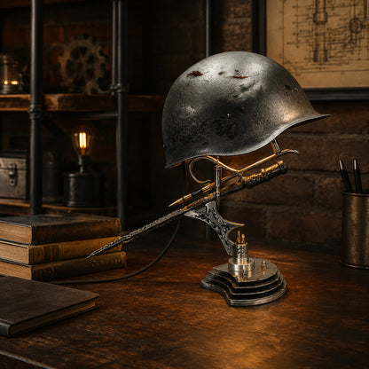 ⏰ 49% OFF Today Only! – 💡 War Relic Vintage Helmet Table Lamp