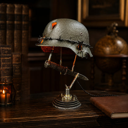 ⏰ 49% OFF Today Only! – 💡 War Relic Vintage Helmet Table Lamp