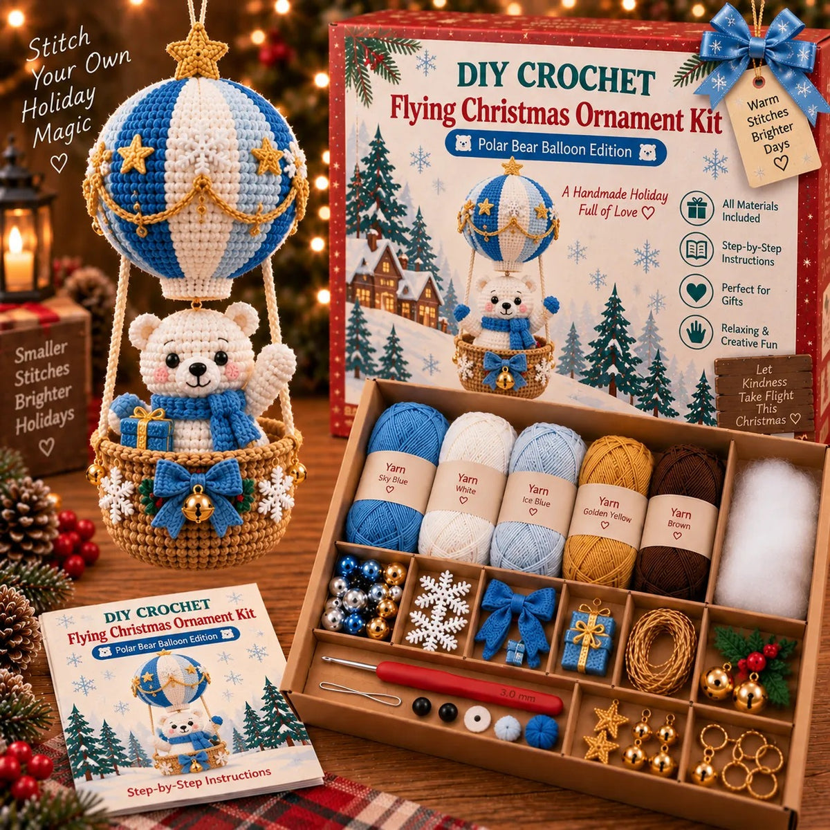 🧶 Flying Christmas DIY Crochet Kit — Create Your Own Magical Holiday Ornament