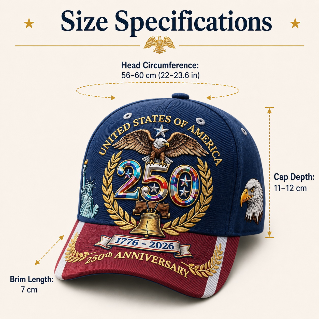 UNITED STATES OF AMERICA 250TH ANNIVERSARY LIMITED EDITION CAP 🎁 Free 250th Anniversary Commemorative Coin With Every Cap Purchase