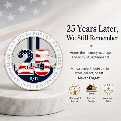 🕯️ 9/11 25th Anniversary Remembrance Pin (2001–2026)