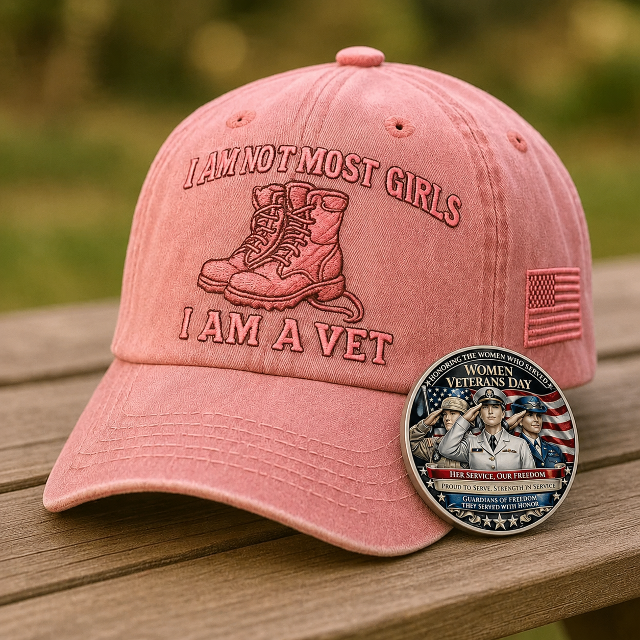 ❤️"I Am Not Most Girls I Am A Vet" Veteran Embroidered Cap 🎁 With Free Women Commemorative Coin