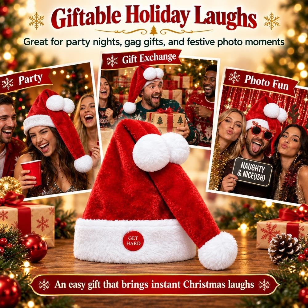 Animated Naughty Santa Hat | Funny Christmas Party Hat