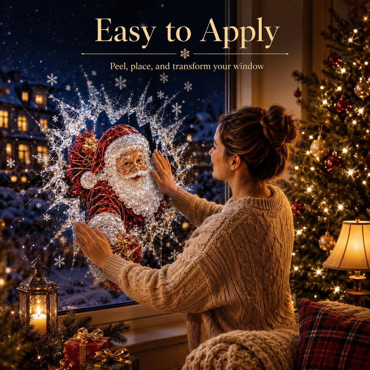 🎅 2026 Christmas Window Decals – 3D Crack Glass Holiday Decorations for a Magical Winter Wonderland