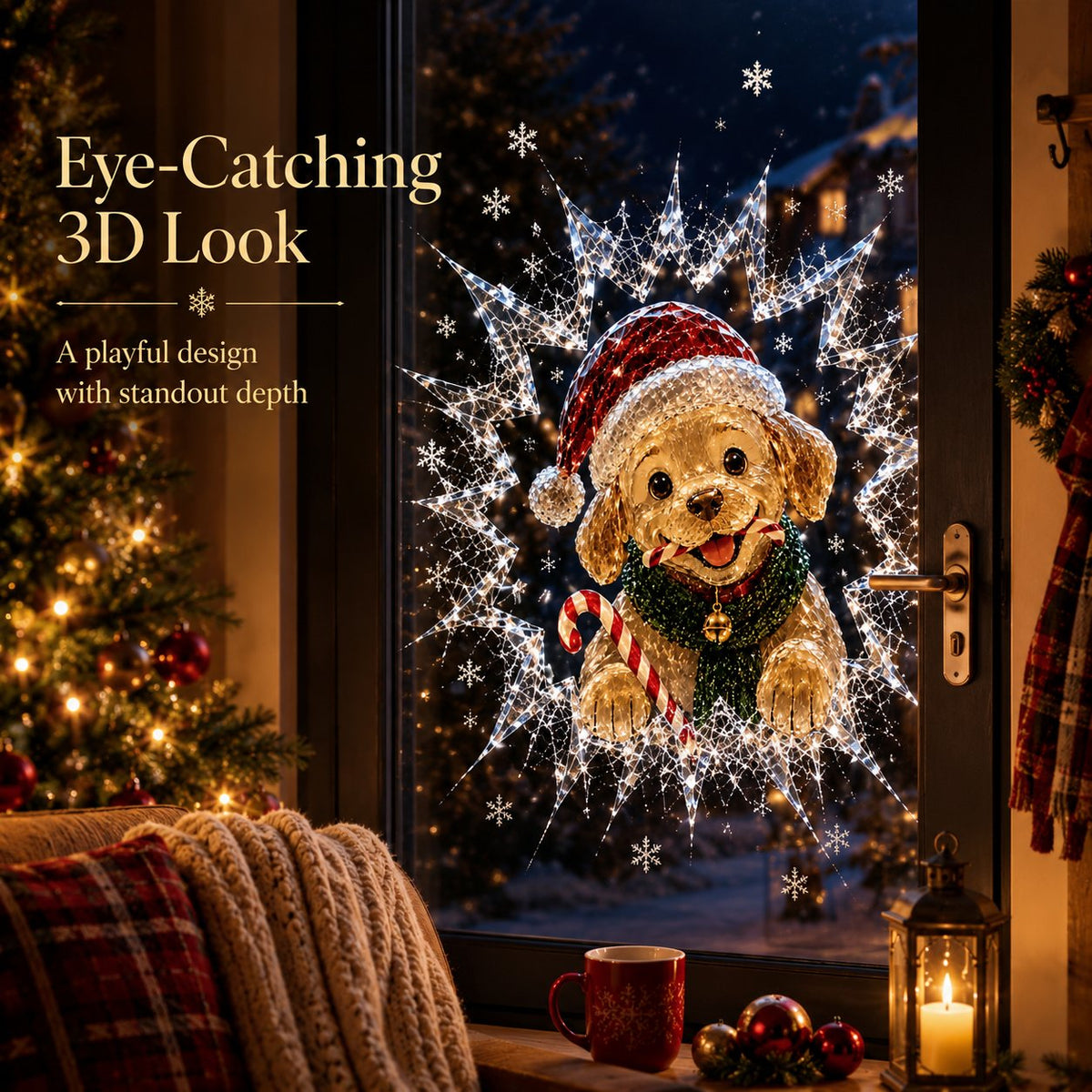 🎅 2026 Christmas Window Decals – 3D Crack Glass Holiday Decorations for a Magical Winter Wonderland