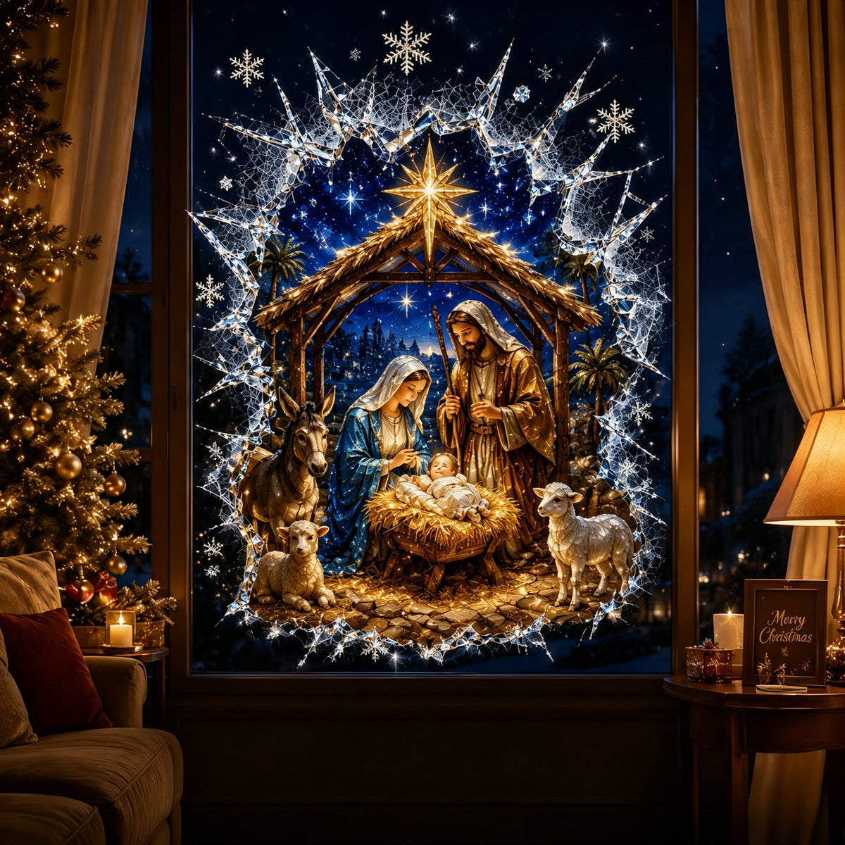 🎅 2026 Christmas Window Decals – 3D Crack Glass Holiday Decorations for a Magical Winter Wonderland