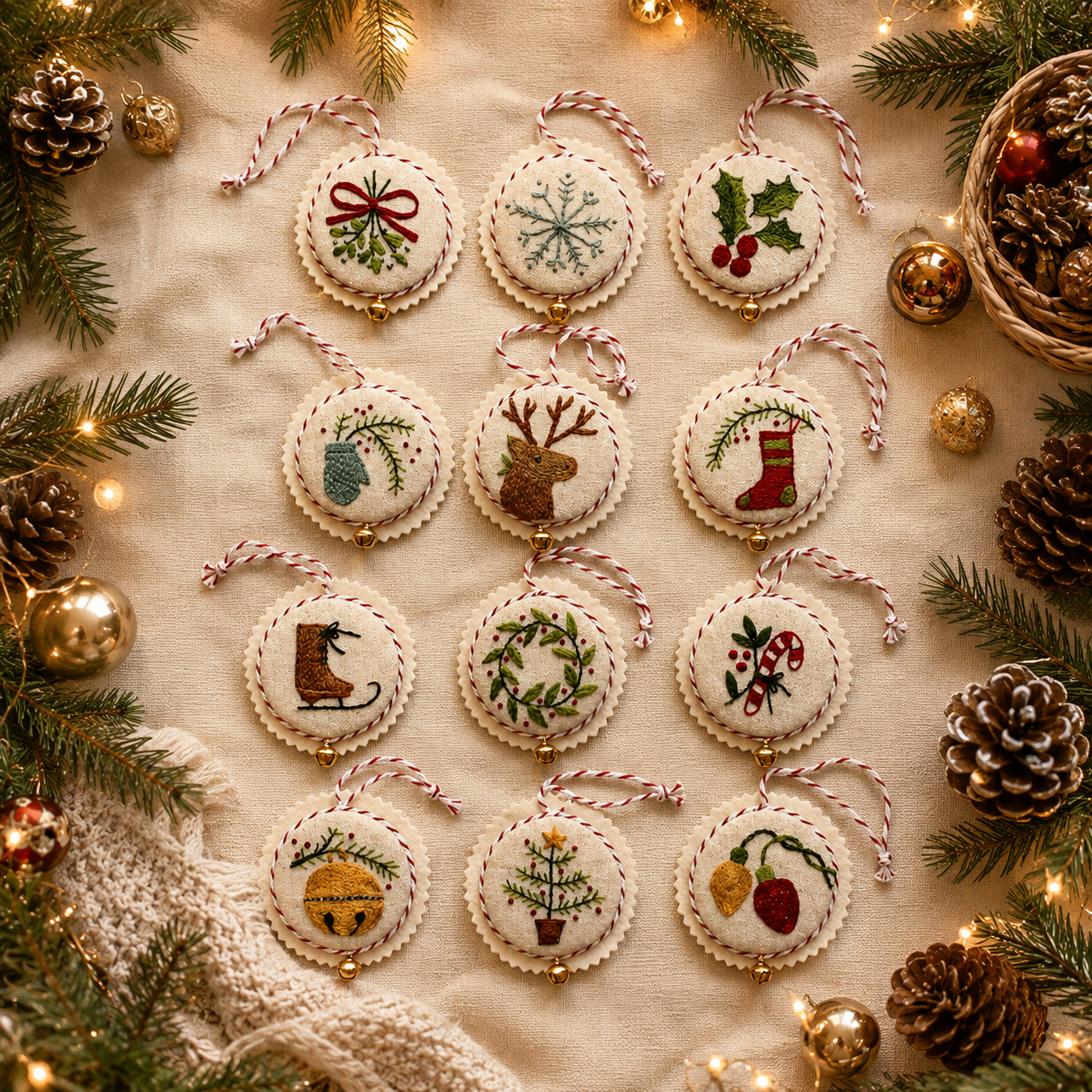 🎄 12 Days of Christmas Embroidery Ornament Kit