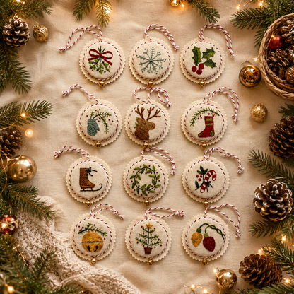 🎄 12 Days of Christmas Embroidery Ornament Kit