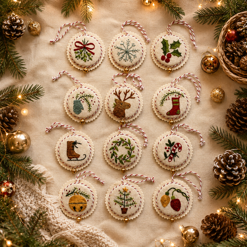 🎄 12 Days of Christmas Embroidery Ornament Kit
