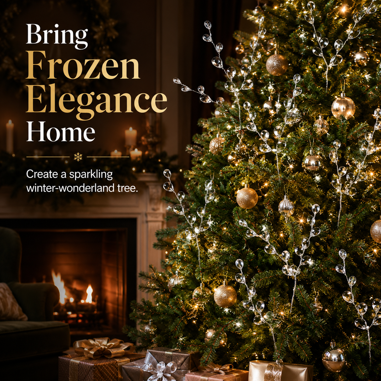 Christmas Frozen Crystal Tree Branches