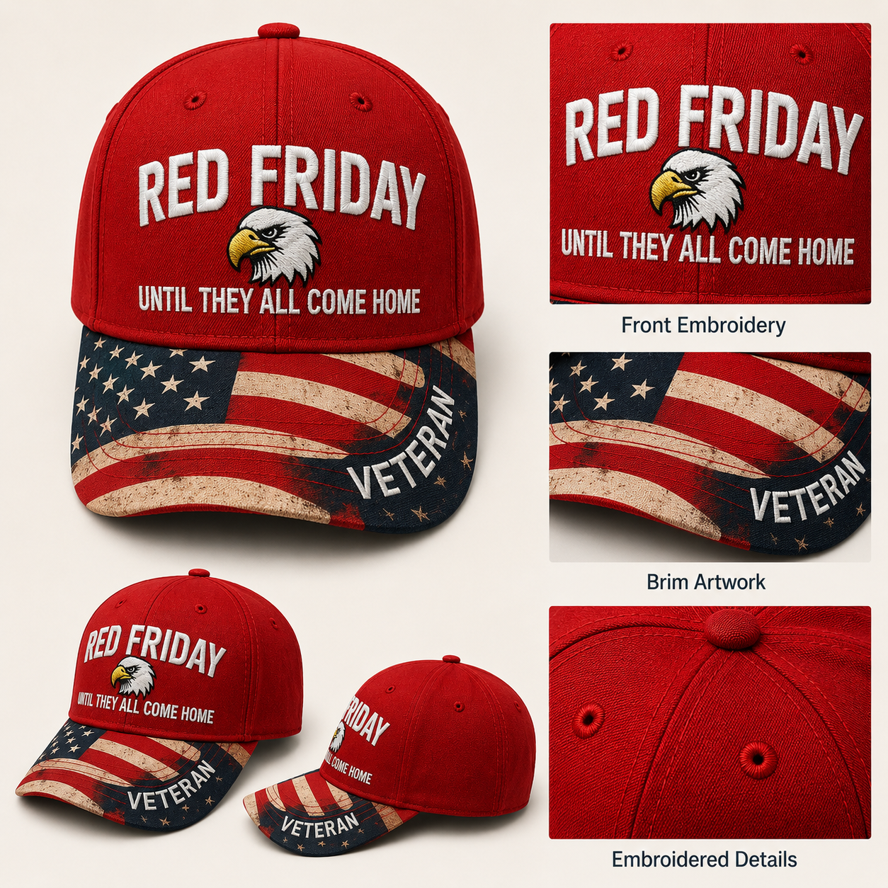 ❤️ R.E.D. Friday Veteran Embroidered Cap — Until They All Come Home