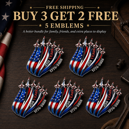 🇺🇸 250th Anniversary Freedom Flight Metal Emblem – 1776–2026 Patriotic Car Badge