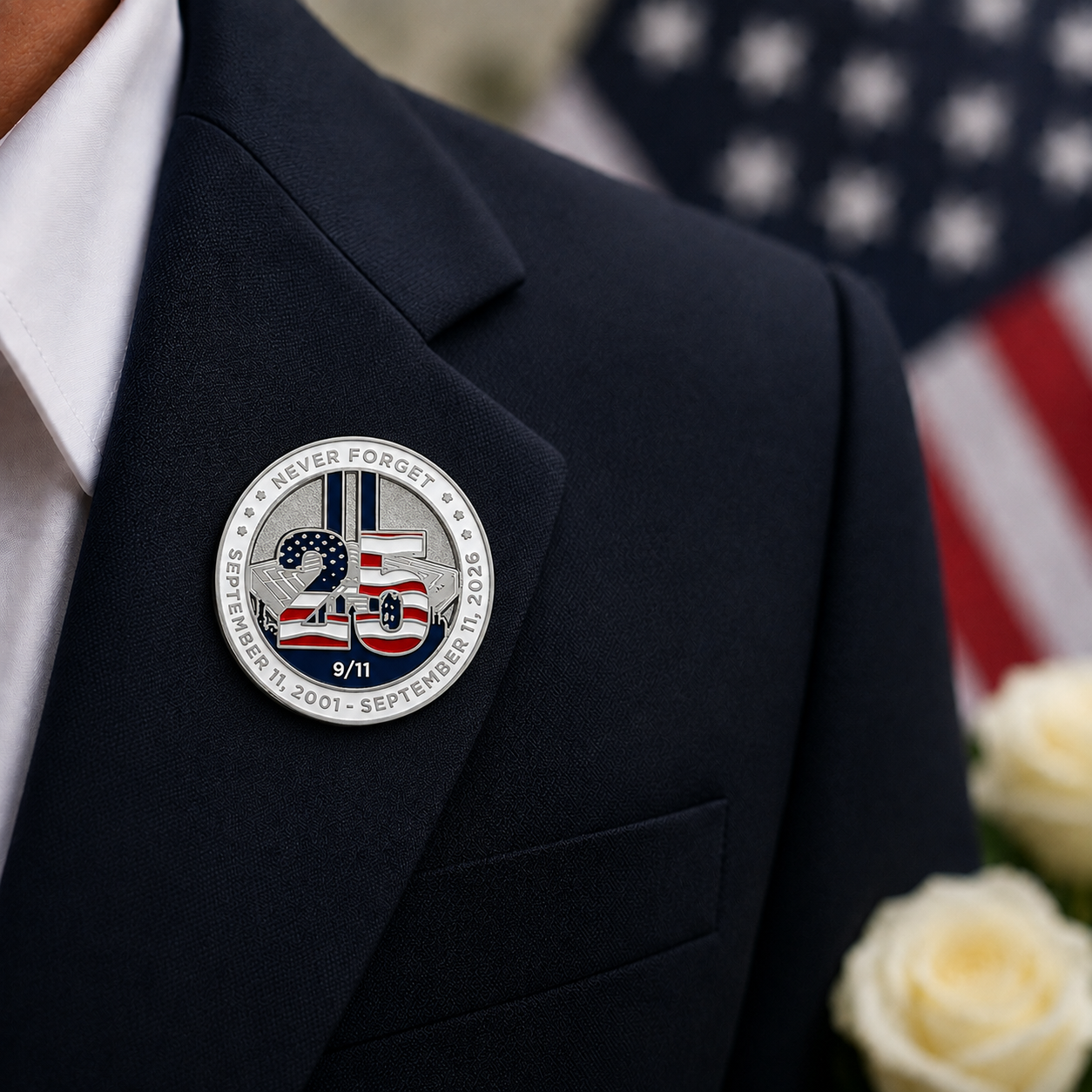 🕯️ 9/11 25th Anniversary Remembrance Pin (2001–2026)