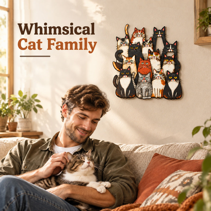 🐾Whimsical Cat Family Metal Wall Art