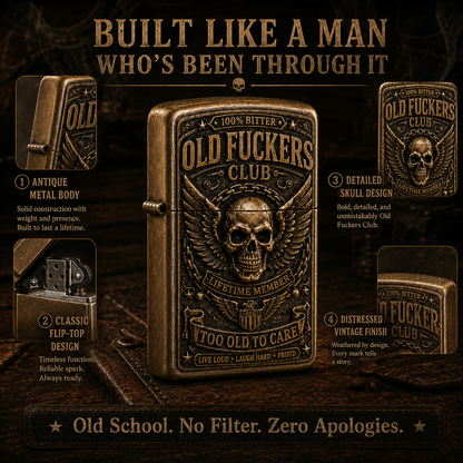 ☠️ Old Fuckers Club Vintage Lighter | 2026 Limited Edition Collectible Metal Lighter🔥🔥 Buy 2 FREE SHIPPING