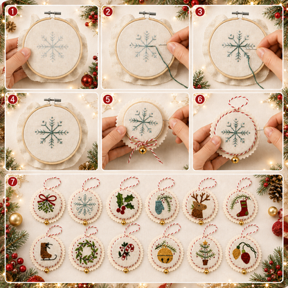 🎄 12 Days of Christmas Embroidery Ornament Kit
