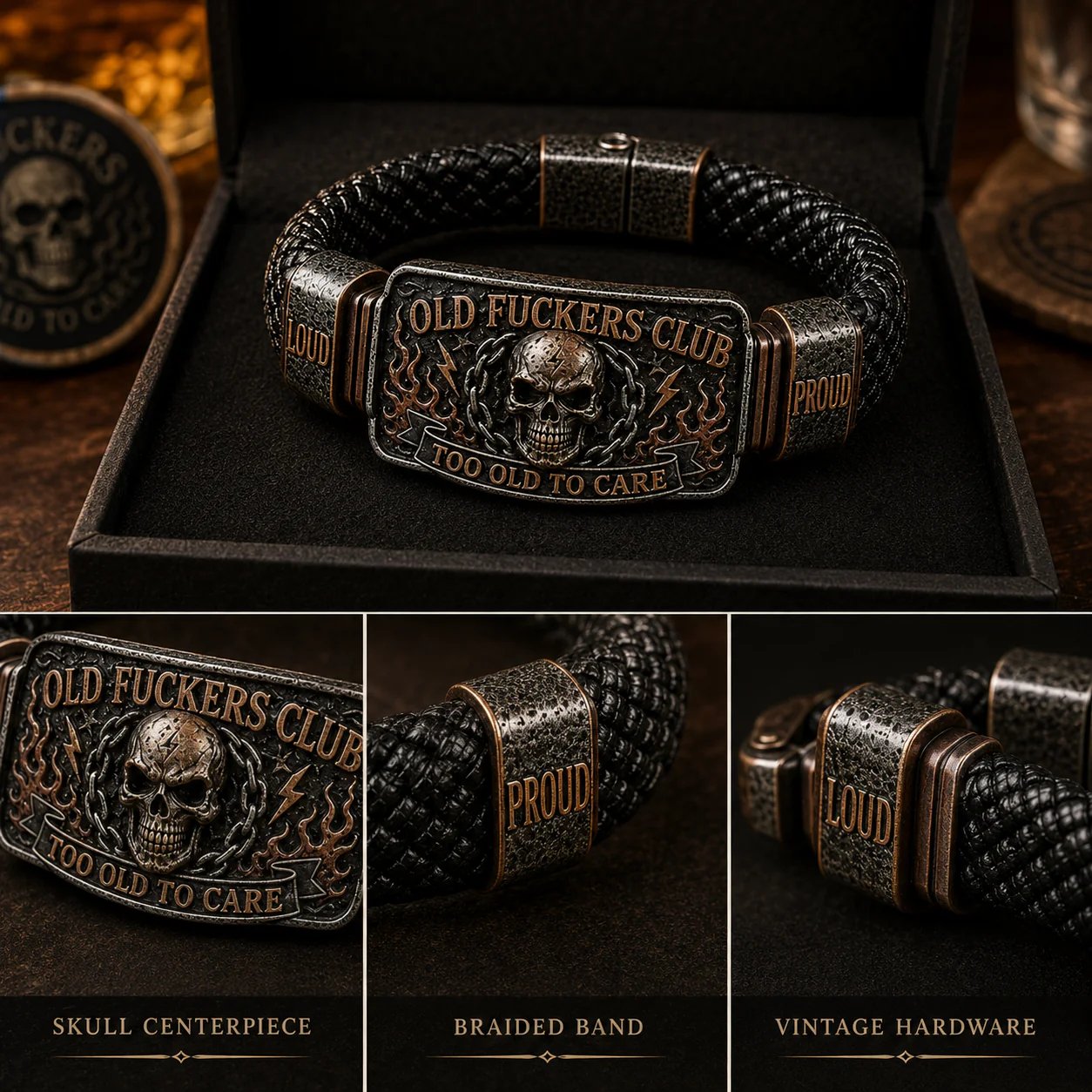 ☠️ Old Fuckers Club & Wild Freedom 🪓 | 2026 Limited Edition Vintage Bracelet - Only 17 Left