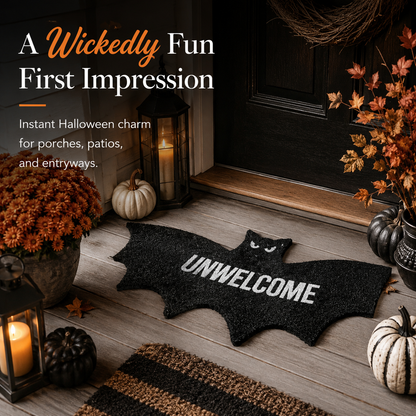 🦇Midnight Shadows "Unwelcome" Bat Shaped Coir Mat