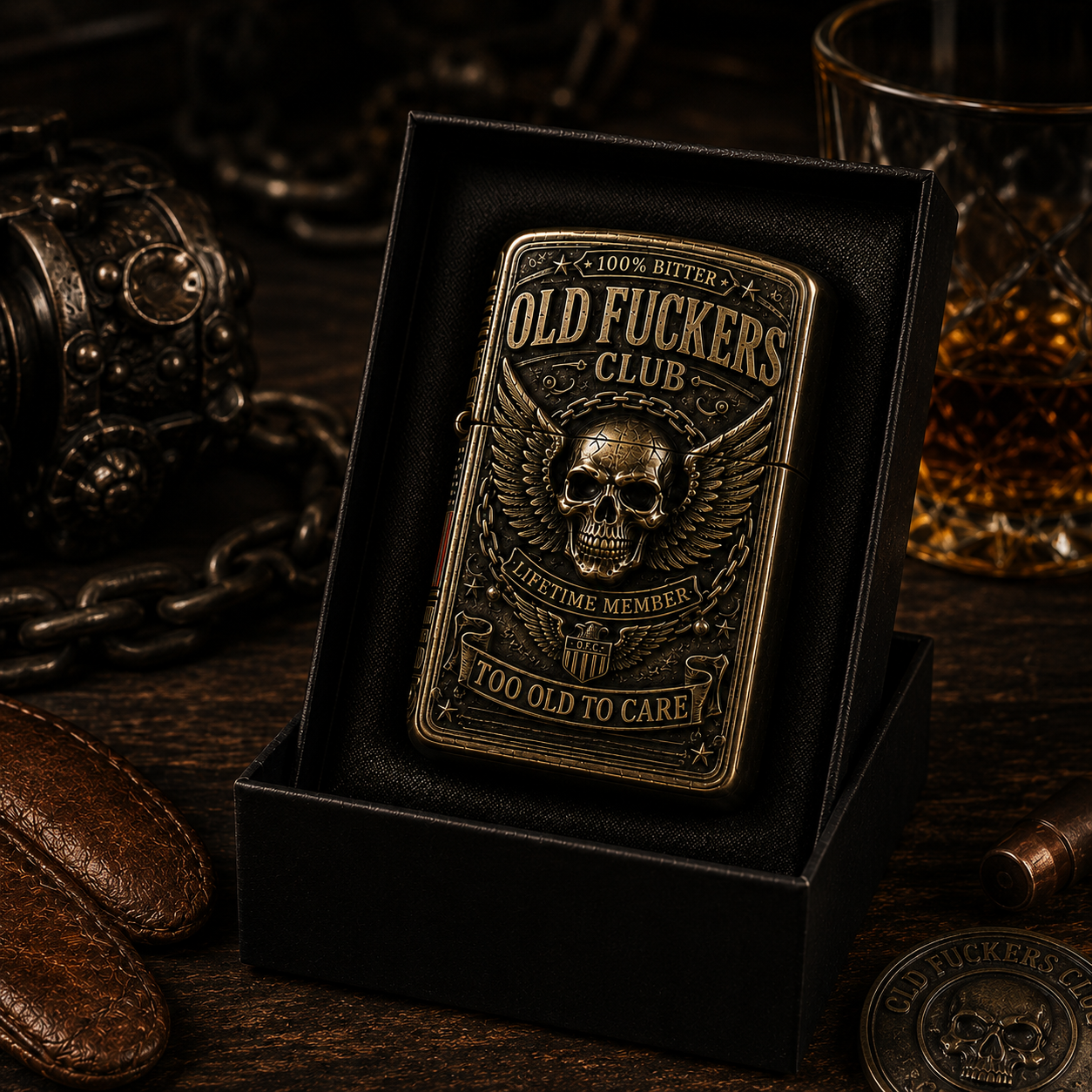 ☠️ Old Fuckers Club Vintage Lighter | 2026 Limited Edition Collectible Metal Lighter🔥🔥 Buy 2 FREE SHIPPING