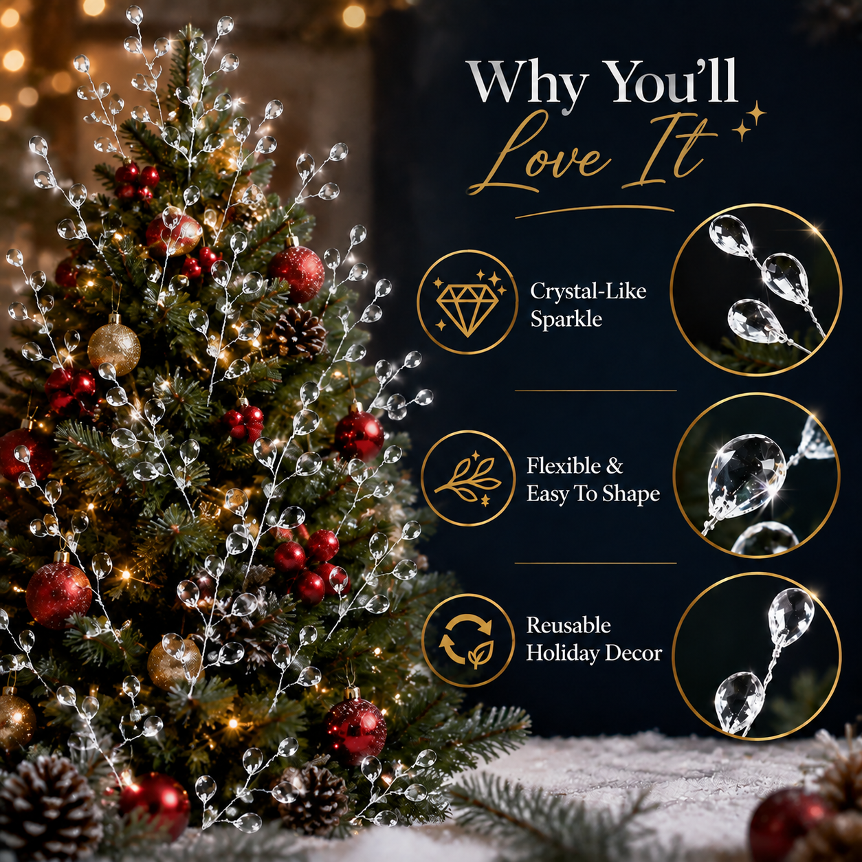 Christmas Frozen Crystal Tree Branches