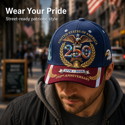 UNITED STATES OF AMERICA 250TH ANNIVERSARY LIMITED EDITION CAP 🎁 Free 250th Anniversary Commemorative Coin With Every Cap Purchase