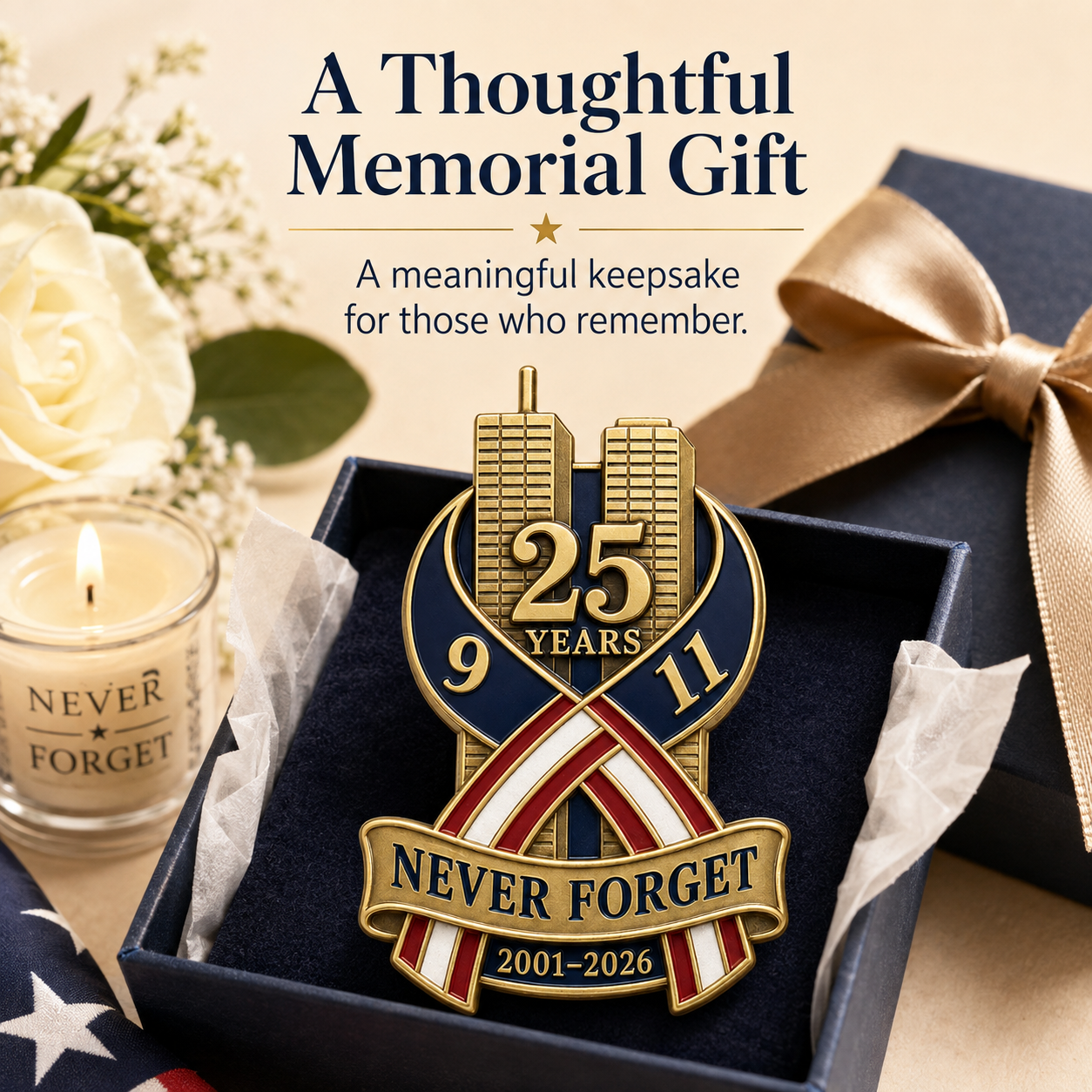🕯️9/11 Never Forget 25th Anniversary Commemorative Lapel Pin