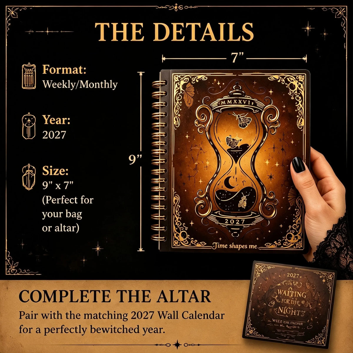 ✍️📕Waiting for the Night: The Witching Hour 2027 Weekly Planner🖤Gothic Romance & Practical Magic for the Year Ahead.