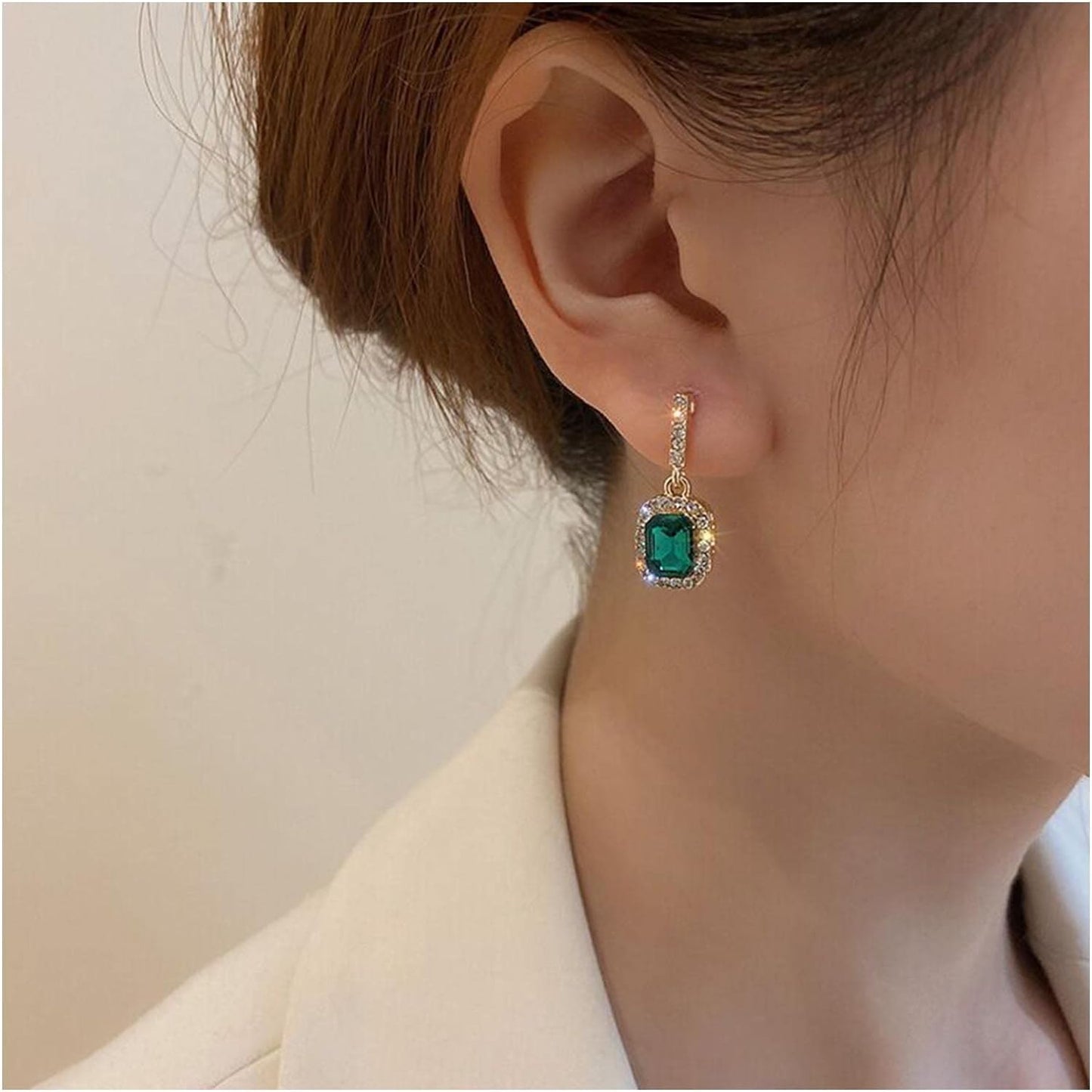 Vintage Water Diamond and Jade Earrings