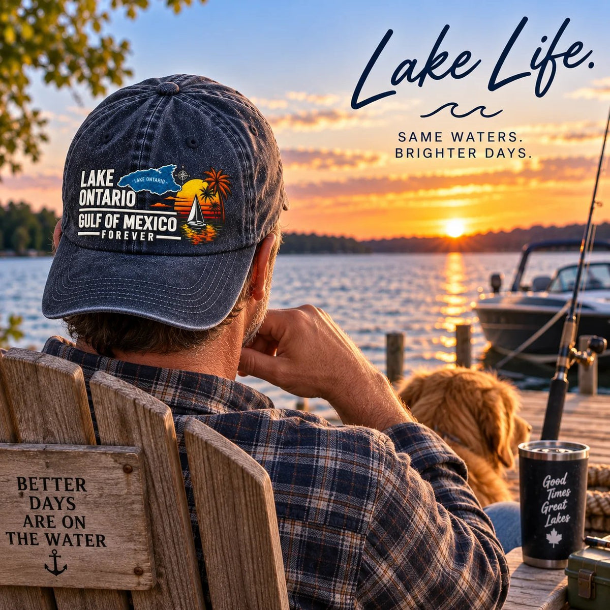 🔥LAST DAY 50% OFF - 🍁🌊Lake Ontario & Gulf Forever Vintage Embroidered Cap (🧢100% Cotton)