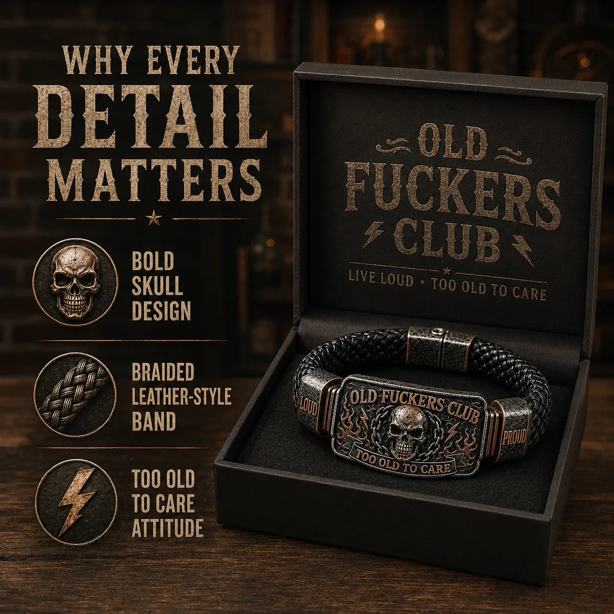 ☠️ Old Fuckers Club & Wild Freedom 🪓 | 2026 Limited Edition Vintage Bracelet - Only 17 Left