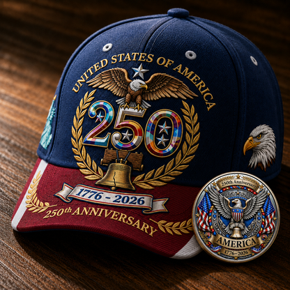 UNITED STATES OF AMERICA 250TH ANNIVERSARY LIMITED EDITION CAP 🎁 Free 250th Anniversary Commemorative Coin With Every Cap Purchase
