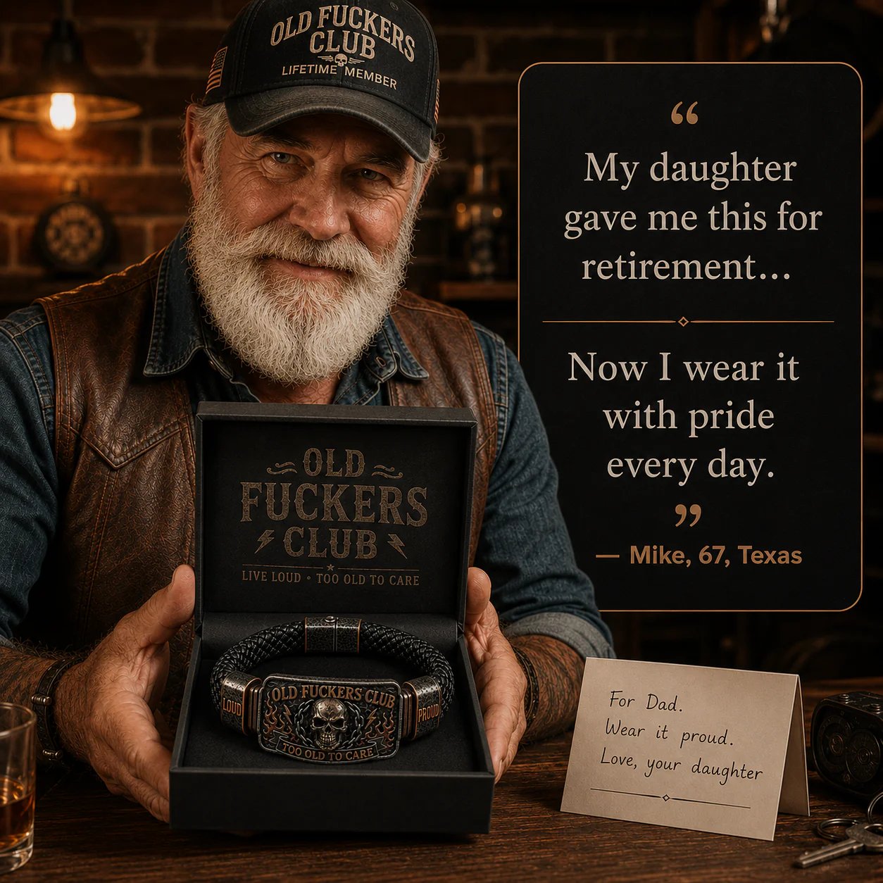 ☠️ Old Fuckers Club & Wild Freedom 🪓 | 2026 Limited Edition Vintage Bracelet - Only 17 Left