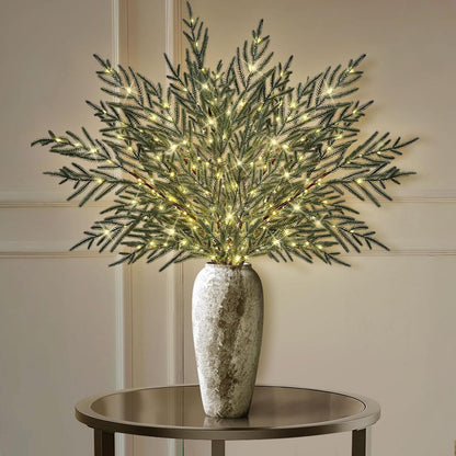 4 Pcs Lighted Norfolk Pine Branches for Vase 35"Artificial Pine Branches