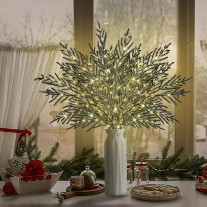 4 Pcs Lighted Norfolk Pine Branches for Vase 35"Artificial Pine Branches