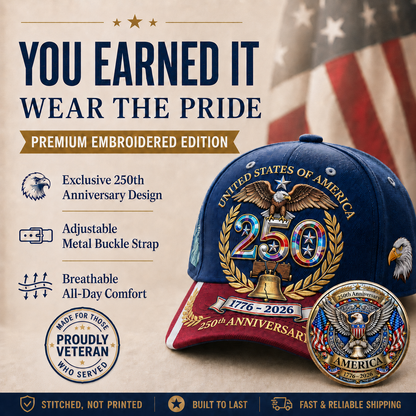 UNITED STATES OF AMERICA 250TH ANNIVERSARY LIMITED EDITION CAP 🎁 Free 250th Anniversary Commemorative Coin With Every Cap Purchase