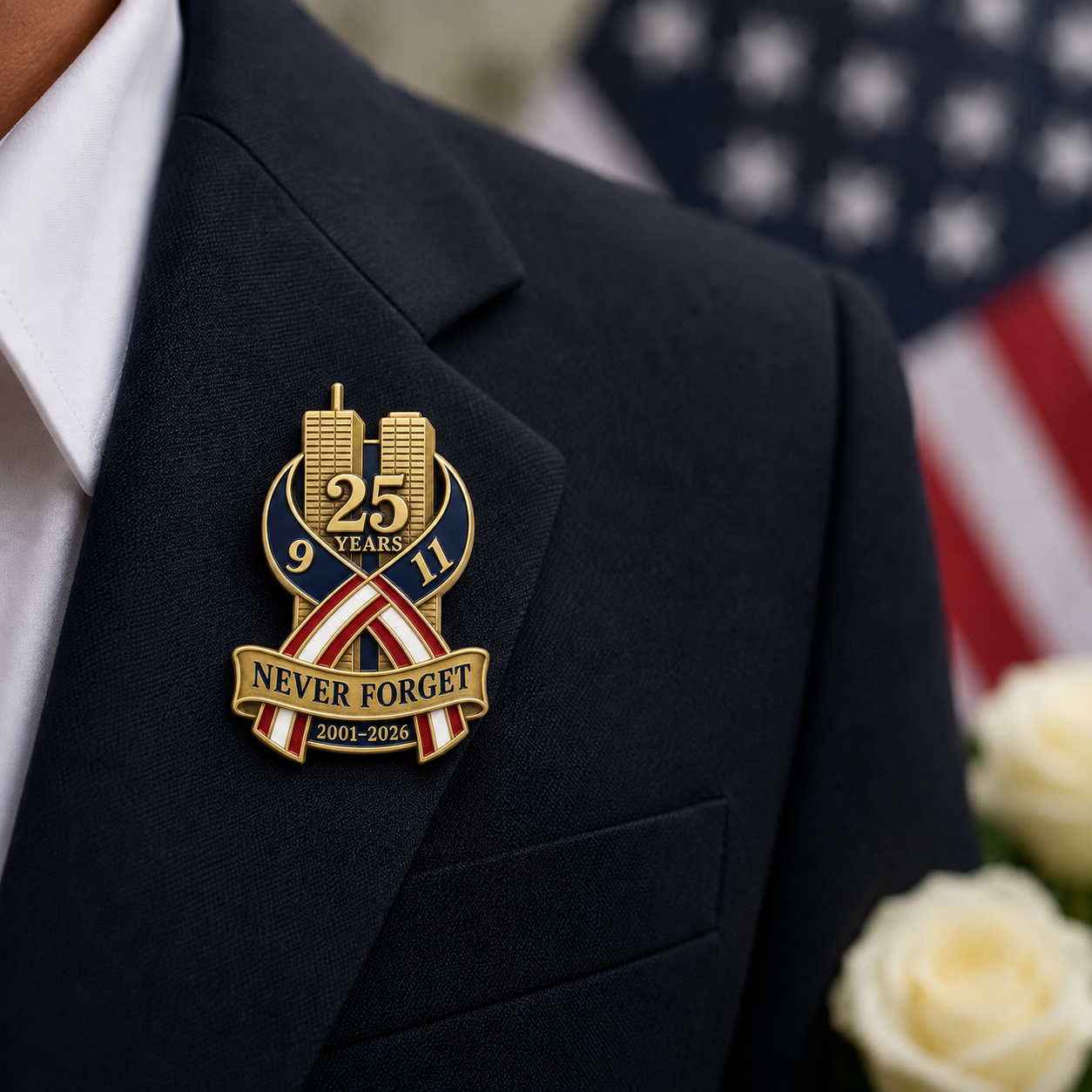 🕯️9/11 Never Forget 25th Anniversary Commemorative Lapel Pin