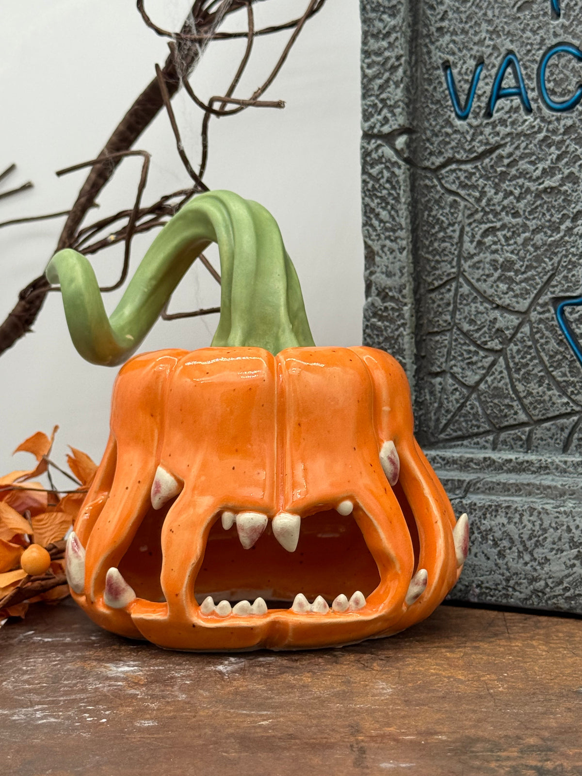 🎃 Handmade Monster Pumpkin Ceramic Decor - Limited Edition