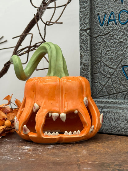 🎃 Handmade Monster Pumpkin Ceramic Decor - Limited Edition