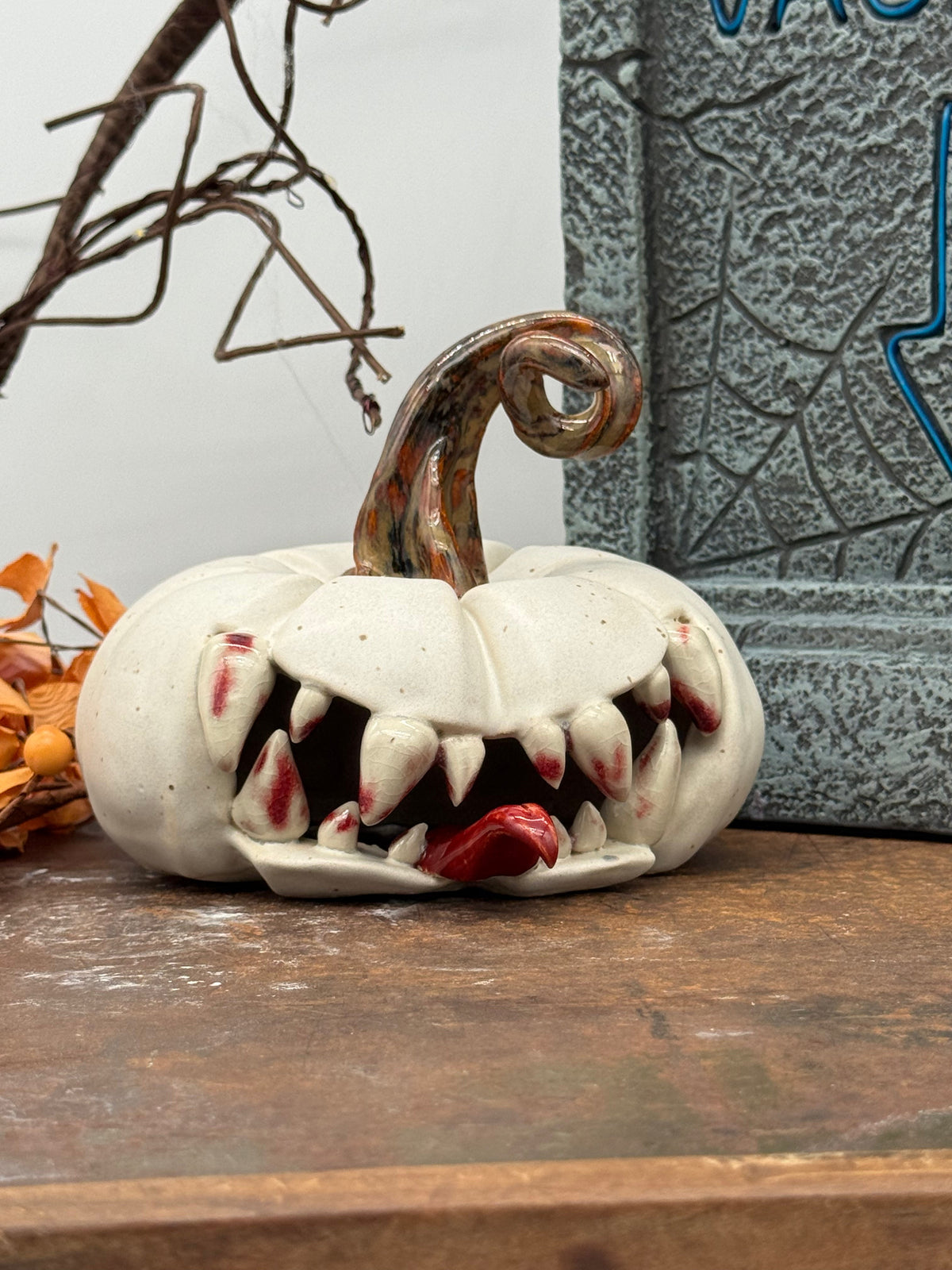 🎃 Handmade Monster Pumpkin Ceramic Decor - Limited Edition