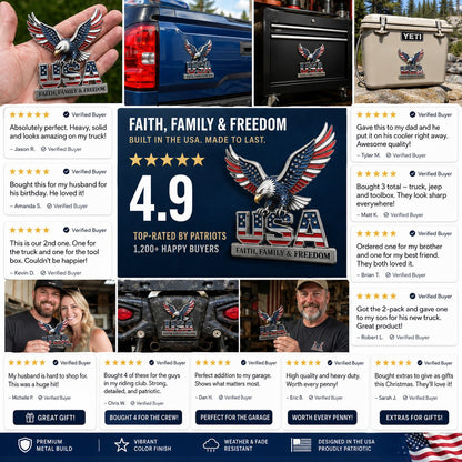 🇺🇸250th Anniversary Sale - ★USA Faith, Family & Freedom★ Metal Emblem