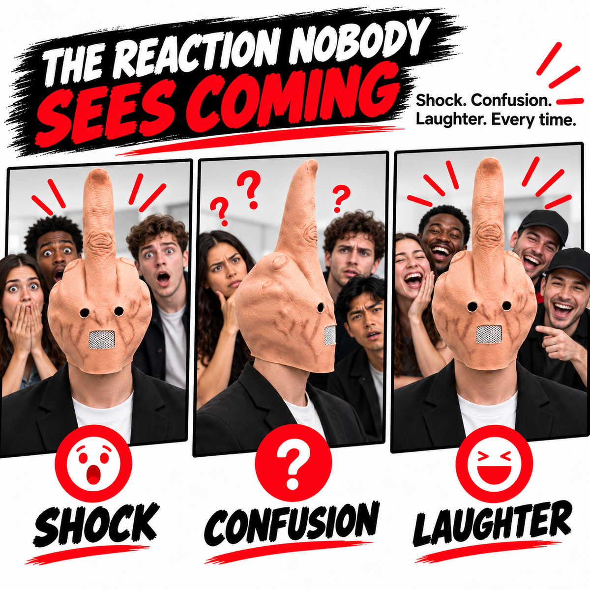Uncanny Smile Reaction Mask – Halloween Prank & Party Mask