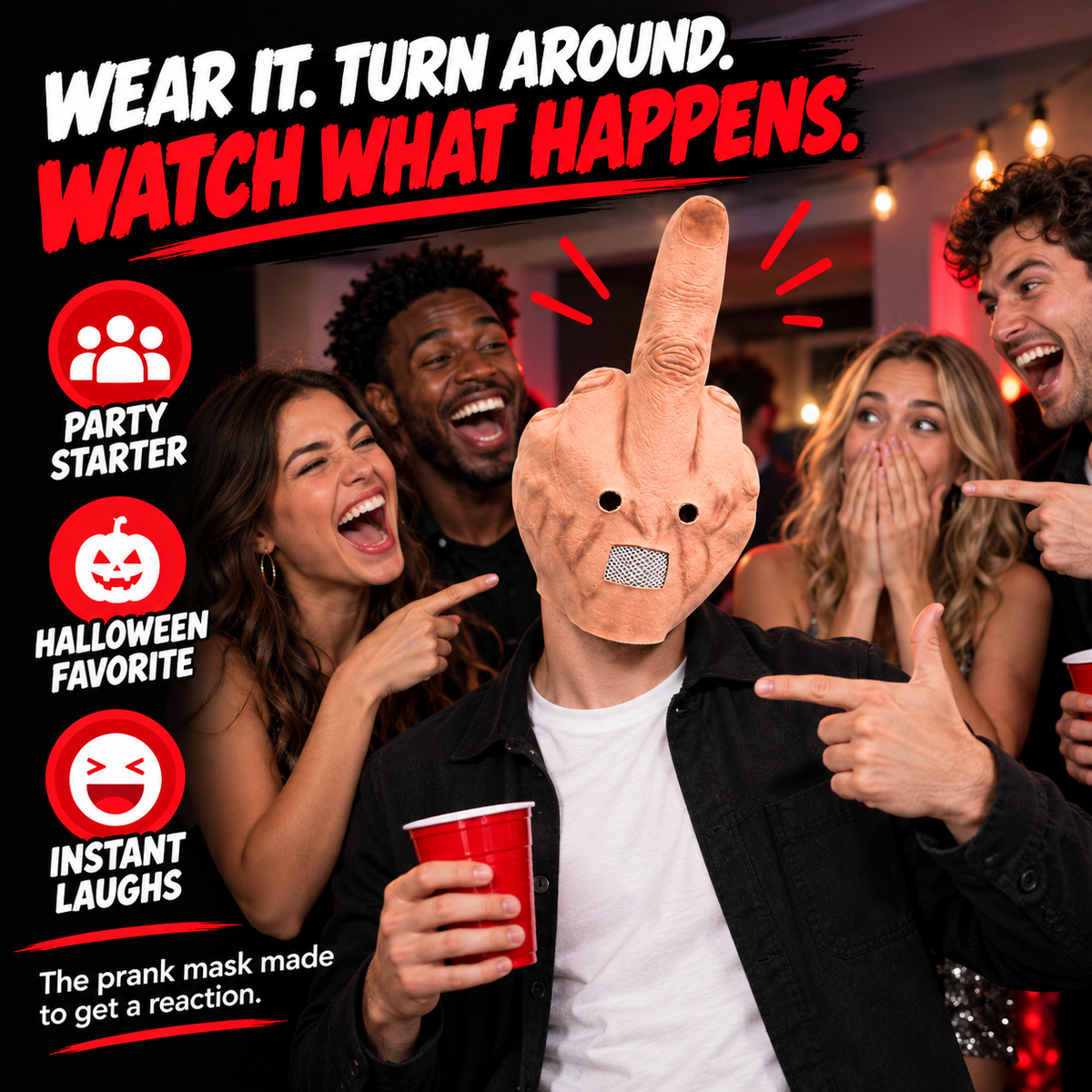 Uncanny Smile Reaction Mask – Halloween Prank & Party Mask