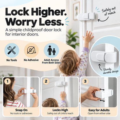 Childproof Safety Lock For Interior Doors - No-Drill Child Safety Door Lock(2 pack)