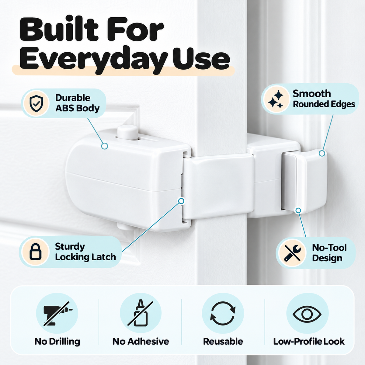 Childproof Safety Lock For Interior Doors - No-Drill Child Safety Door Lock(2 pack)