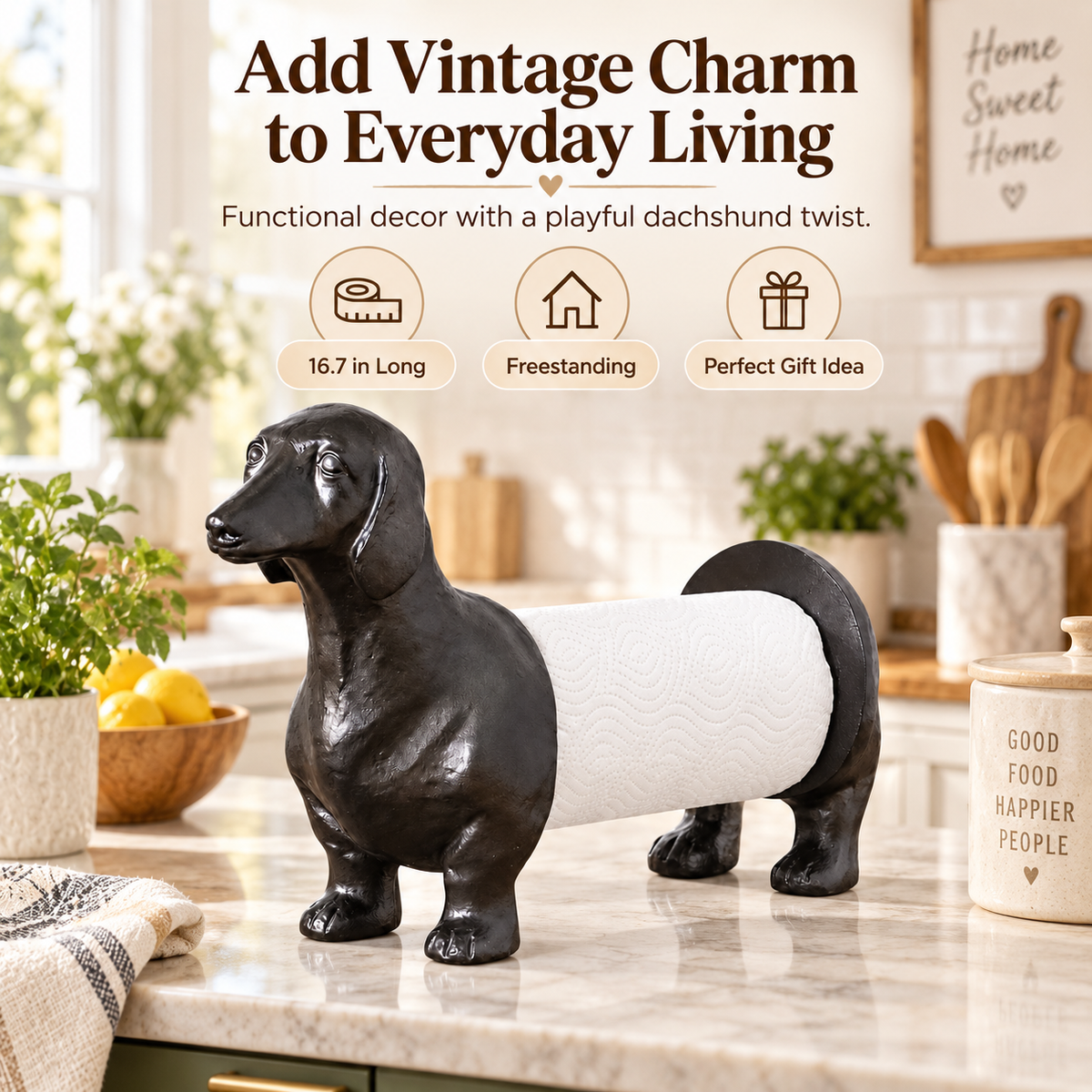 Vintage Dachshund Dog Paper Towel Holder