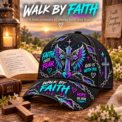 Faith Over Fear Winged Cross God Is With You Cap ✝️✨