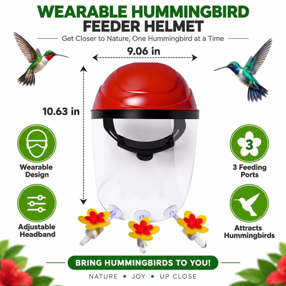 Hummingbird Feeder Helmet - Wearable Hummingbird Feeder Hat