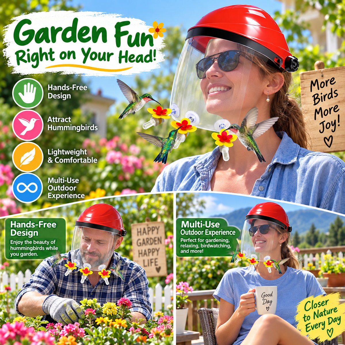 Hummingbird Feeder Helmet - Wearable Hummingbird Feeder Hat
