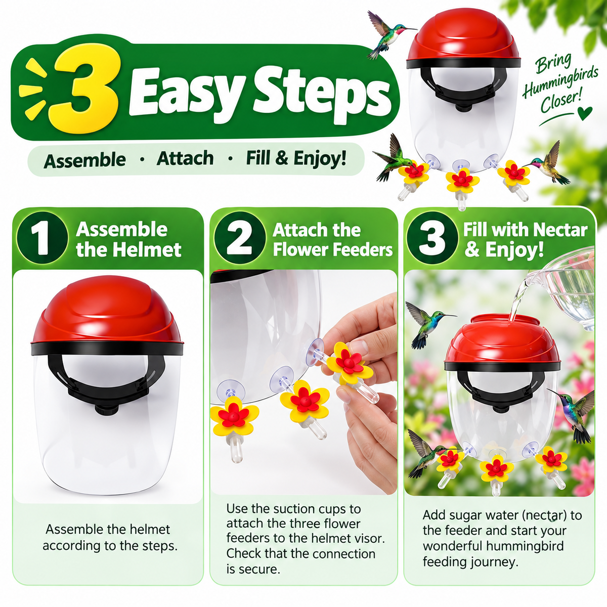 Hummingbird Feeder Helmet - Wearable Hummingbird Feeder Hat